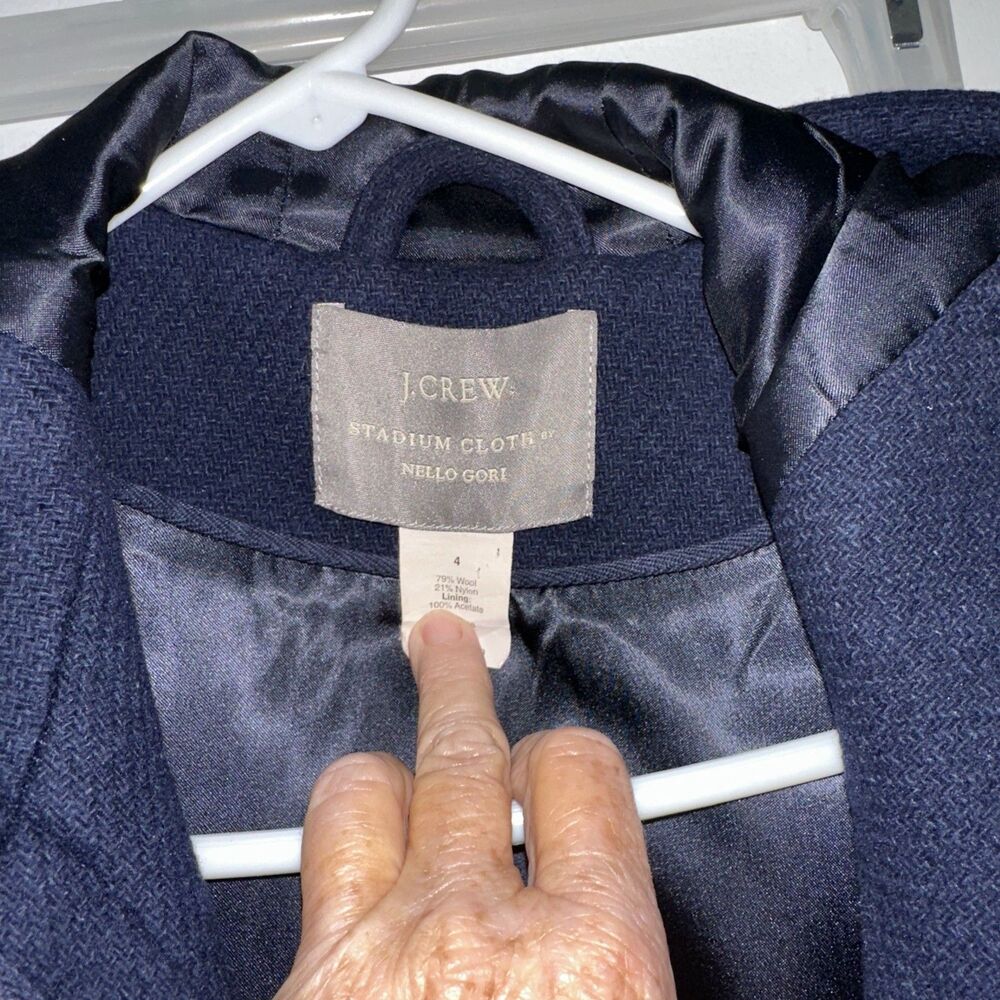 J. Crew Stadium Cloth Elements Coat Navy Blue Hood Preppy Duffle Sz 4